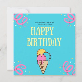 Ice Cream Waffle Happy Birthday Einladung