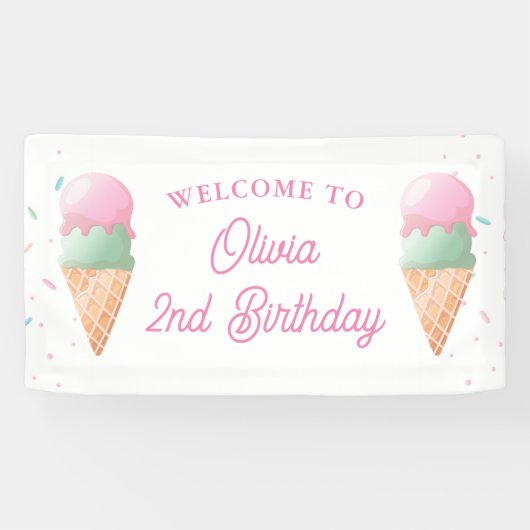 Ice Cream Welcome Birthday Banner (Horizontal)