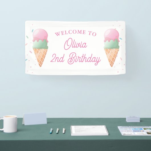 Ice Cream Welcome Birthday Banner (Messe)