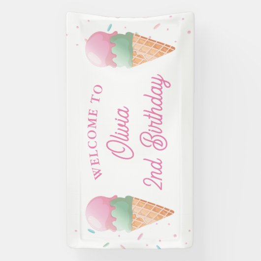 Ice Cream Welcome Birthday Banner (Vertikal)