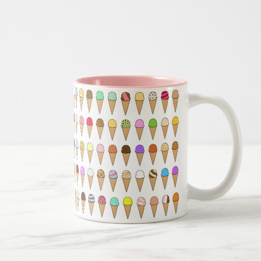 "Ice Creams of Many Flavors" Pattern Zweifarbige Tasse (Rechts)