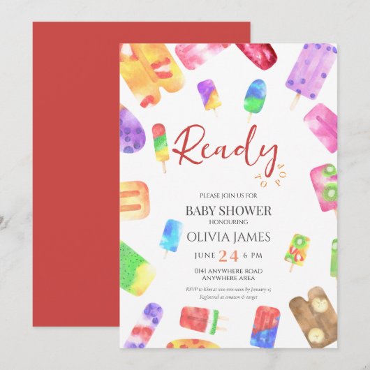 Ice Creme Babydusche Einladung (Vorne/Hinten)