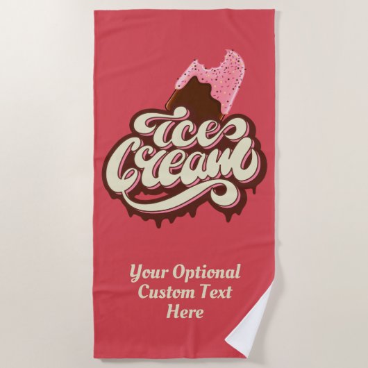 Ice Creme, benutzerdefinierter Text und Farbhandtu Strandtuch (Vorderseite)