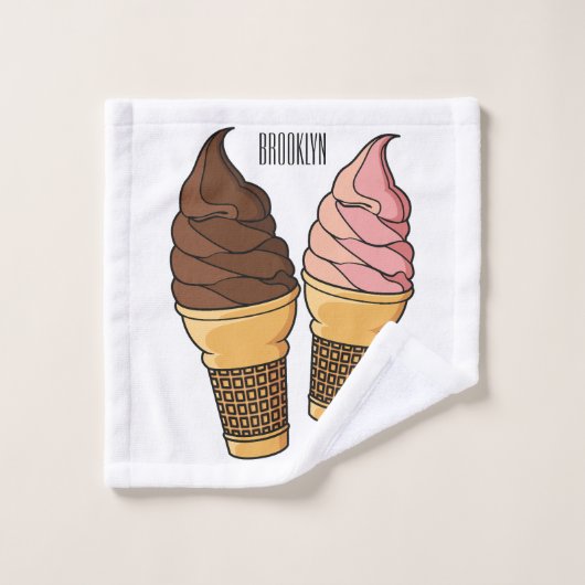 Ice-Creme-Cartoon Badhandtuch Set (Waschlappen)