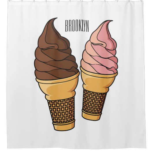 Ice-Creme-Cartoon Duschvorhang (Vorderseite)