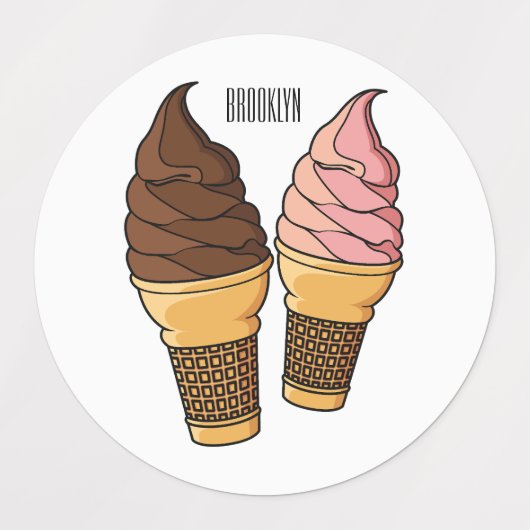 Ice-Creme-Cartoon Etiketten (Design 1)