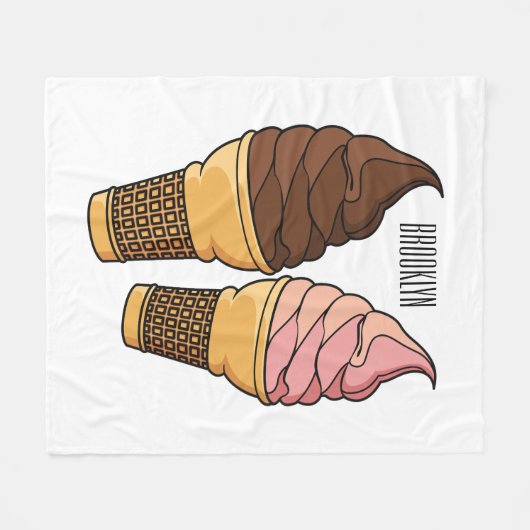 Ice-Creme-Cartoon Fleecedecke (Vorderseite (Horizontal))