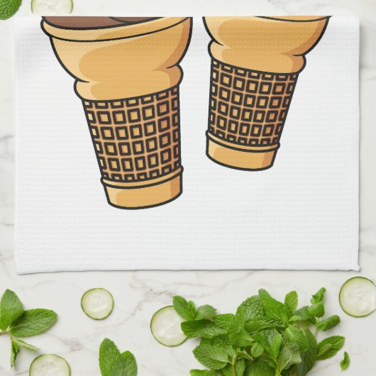 Ice-Creme-Cartoon Geschirrtuch (Gefaltet)