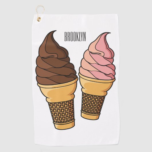 Ice-Creme-Cartoon Golfhandtuch (Vorderseite)