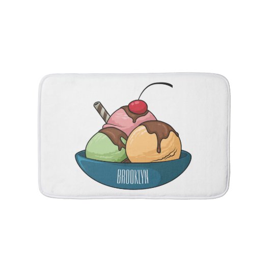 Ice Creme Cartoon Illustration Badematte (Vorderseite)