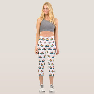 Ice Creme Cartoon Illustration Capri Leggings