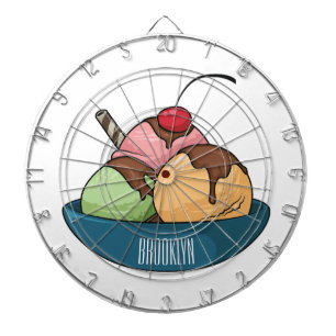 Ice Creme Cartoon Illustration Dartscheibe