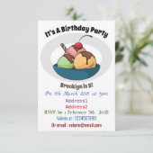 Ice Creme Cartoon Illustration Einladung (Stehend Vorderseite)