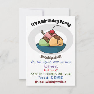 Ice Creme Cartoon Illustration Einladung