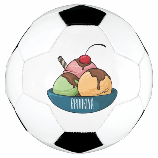 Ice Creme Cartoon Illustration Fußball (Vorderseite)
