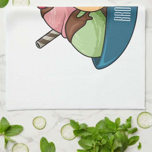 Ice Creme Cartoon Illustration Geschirrtuch (Gefaltet)