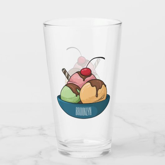 Ice Creme Cartoon Illustration Glas (Rückseite)