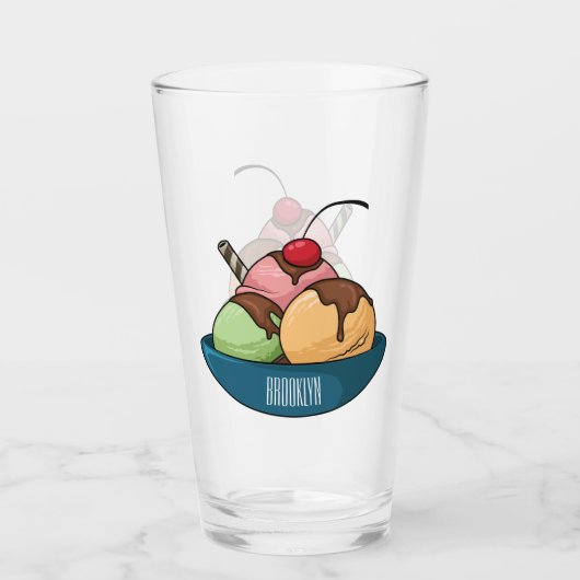 Ice Creme Cartoon Illustration Glas (Vorderseite)