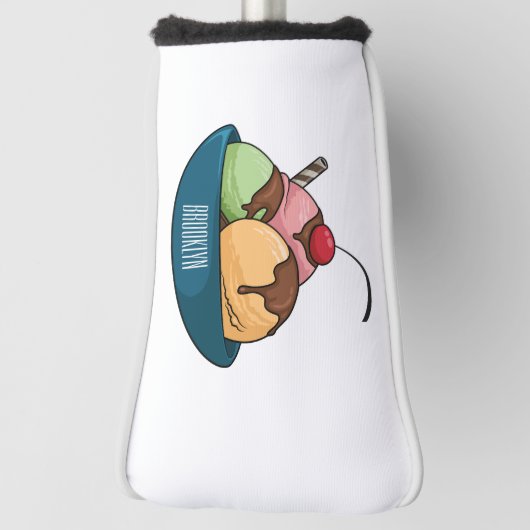 Ice Creme Cartoon Illustration Golf Headcover (Rotieren 90)