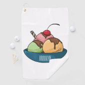Ice Creme Cartoon Illustration Golfhandtuch (Insitu)