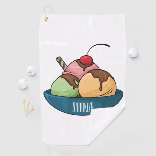 Ice Creme Cartoon Illustration Golfhandtuch (Insitu)