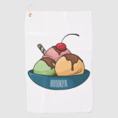 Ice Creme Cartoon Illustration Golfhandtuch (Vorderseite)