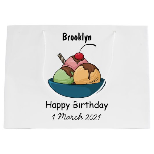 Ice Creme Cartoon Illustration Große Geschenktüte (Vorderseite)