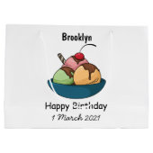 Ice Creme Cartoon Illustration Große Geschenktüte (Rückseite)