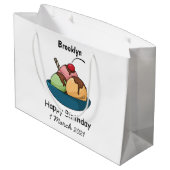 Ice Creme Cartoon Illustration Große Geschenktüte (Rückseite Schrägansicht)