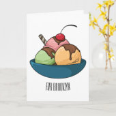 Ice Creme Cartoon Illustration Karte (Gelbe Blume)