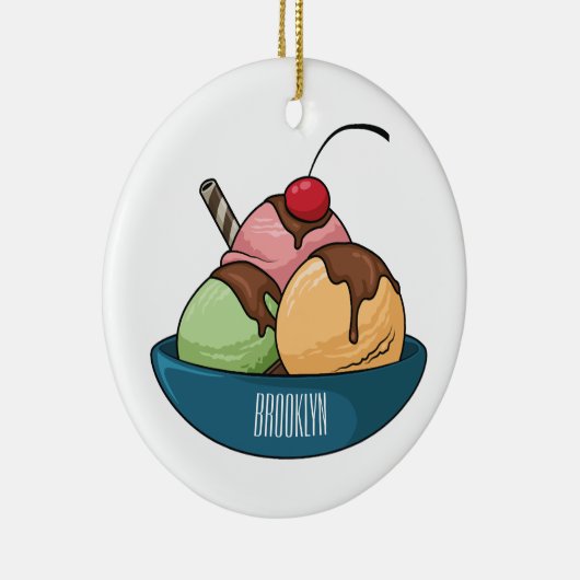 Ice Creme Cartoon Illustration Keramik Ornament (Rechts)