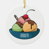 Ice Creme Cartoon Illustration Keramik Ornament (Vorne)