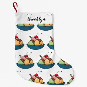 Ice Creme Cartoon Illustration Kleiner Weihnachtsstrumpf