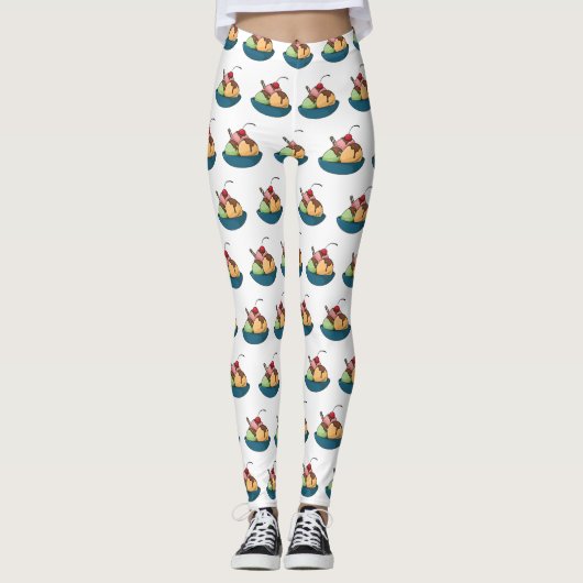 Ice Creme Cartoon Illustration Leggings (Vorderseite)