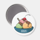 Ice Creme Cartoon Illustration Magnet (Vorderseite/Rückseite)
