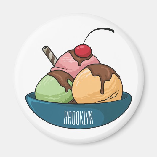 Ice Creme Cartoon Illustration Magnet (Vorne)