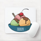Ice Creme Cartoon Illustration Mousepad (Mit Mouse)