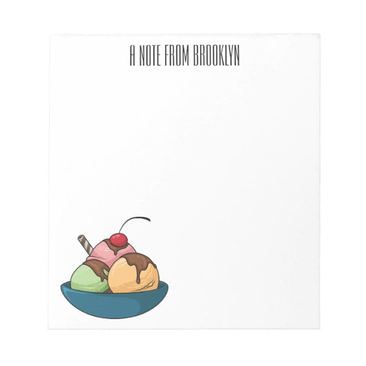 Ice Creme Cartoon Illustration Notizblock (Vorderseite)