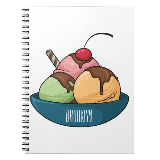 Ice Creme Cartoon Illustration Notizblock (Vorderseite)