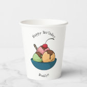 Ice Creme Cartoon Illustration Pappbecher (Rückseite)