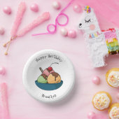 Ice Creme Cartoon Illustration Pappteller (Party)