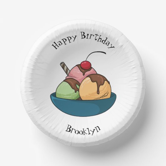 Ice Creme Cartoon Illustration Pappteller (Vorderseite)