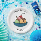 Ice Creme Cartoon Illustration Pappteller (Party)