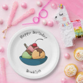 Ice Creme Cartoon Illustration Pappteller (Party)