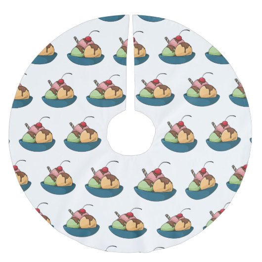 Ice Creme Cartoon Illustration Polyester Weihnachtsbaumdecke (Vorderseite)