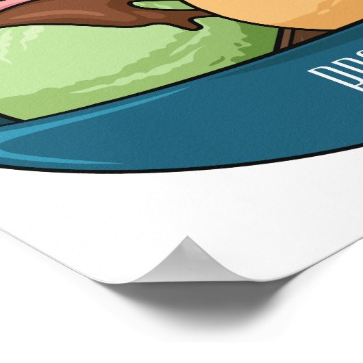 Ice Creme Cartoon Illustration Poster (Ecke)