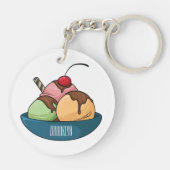 Ice Creme Cartoon Illustration Schlüsselanhänger (Rückseite)