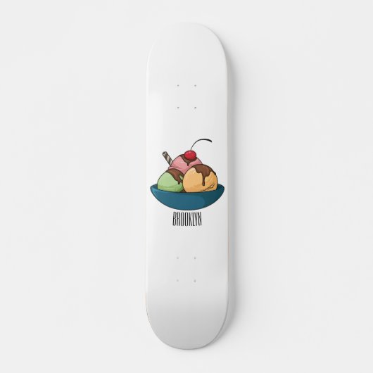 Ice Creme Cartoon Illustration Skateboard (Vorne)
