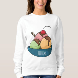 Ice Creme Cartoon Illustration Sweatshirt