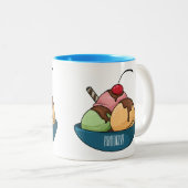 Ice Creme Cartoon Illustration Zweifarbige Tasse (VorderseiteRechts)
